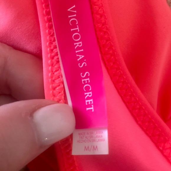 Victoria’s Secret neon pink bikini top w/ removable halter straps & padding, M - Picture 3 of 4